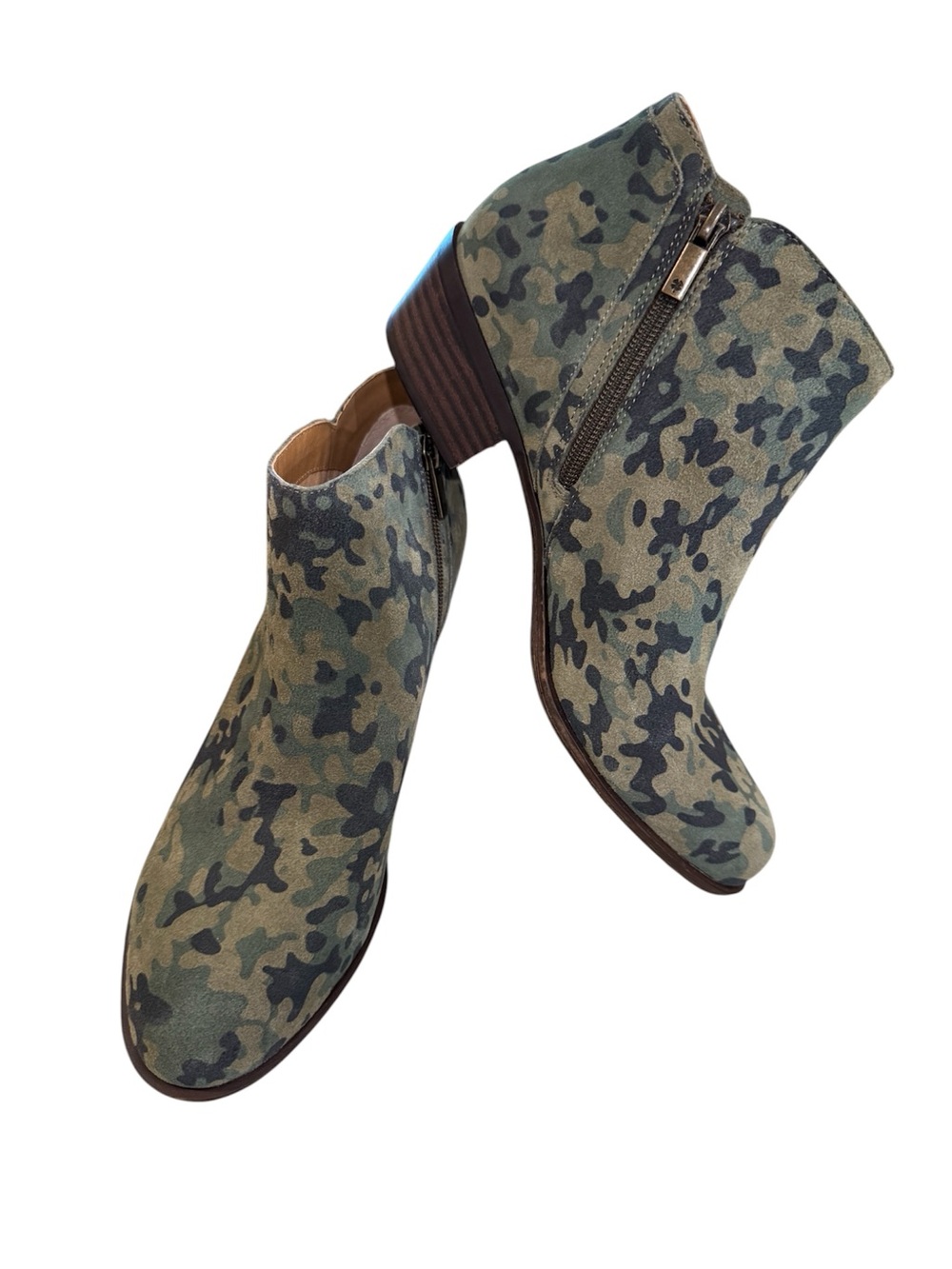 Lucky brand barstyn camo booties size 10